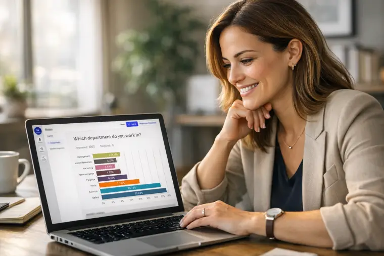 Survey dashboard with analytics and feedback visualization