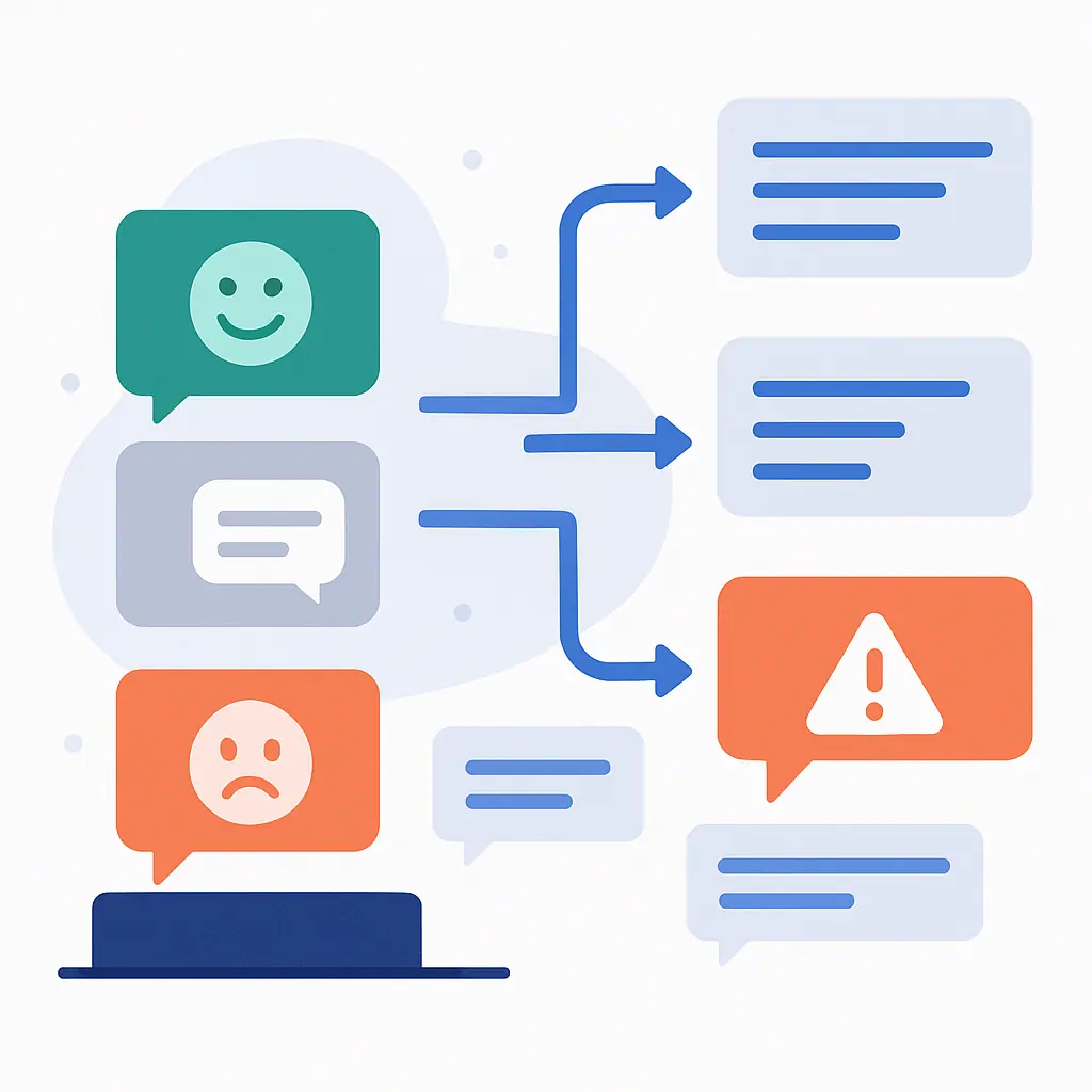 Sentiment analysis categorizing responses as positive, neutral, or negative